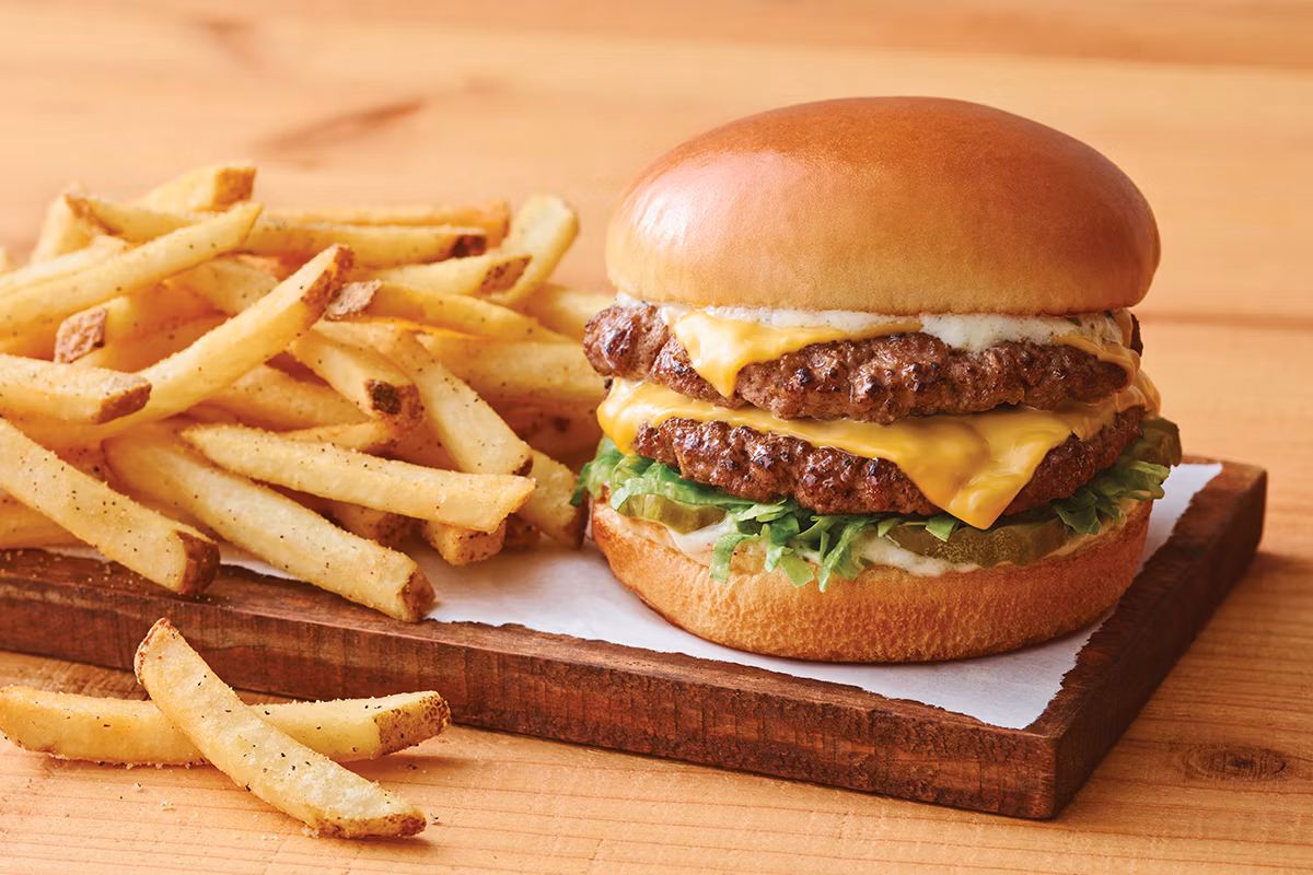burger with fries